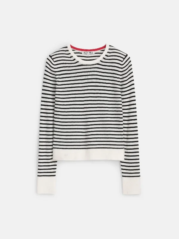 Ava Crewneck Sweater In Stripe Extra Fine Merino