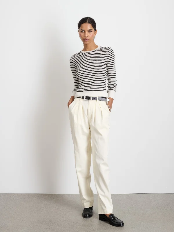 Ava Crewneck Sweater In Stripe Extra Fine Merino