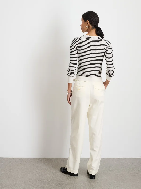 Ava Crewneck Sweater In Stripe Extra Fine Merino