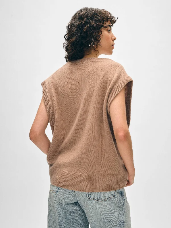 Cashmere Rib Trim Vest