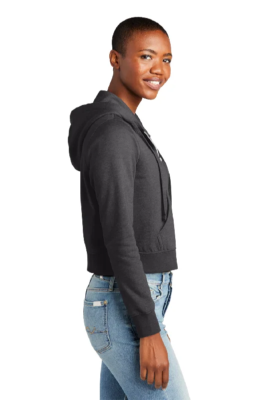 District Womens V.I.T. Fleece Full Zip Hooded Sweatshirt Hoodie - Heather Charcoal Grey