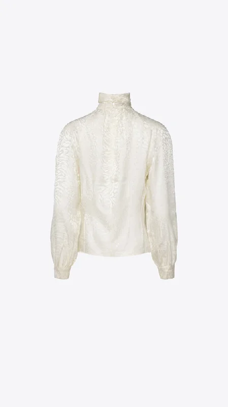 Foldover Mock Neck Blouse - Off White