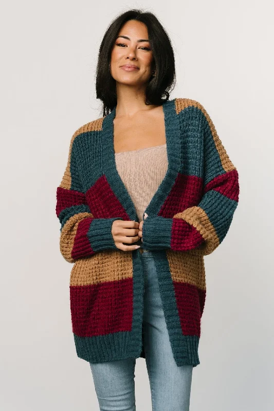 Jonah Chunky Knit Cardigan | Deep Topaz Multi