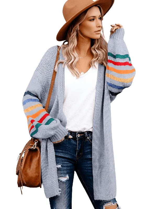 Rainbow Striped Boho Cardigan For Women