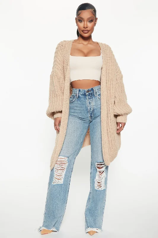 Real Love Open Front Cardigan - Taupe