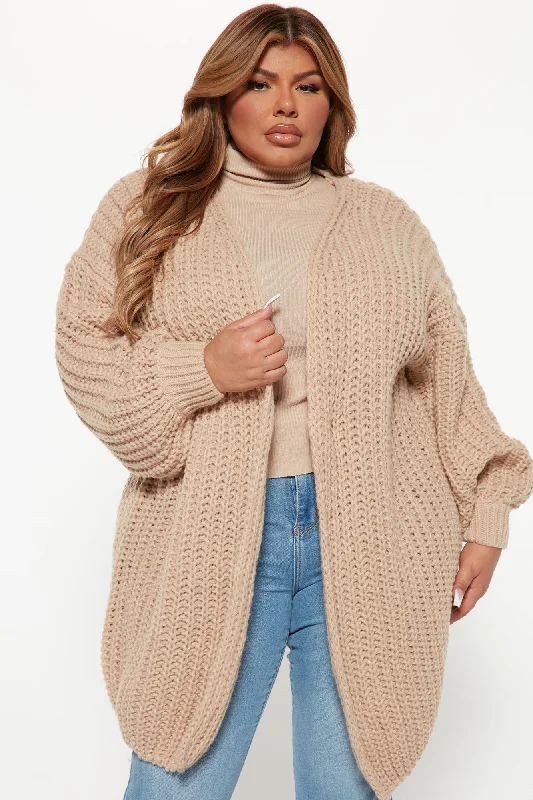 Real Love Open Front Cardigan - Taupe