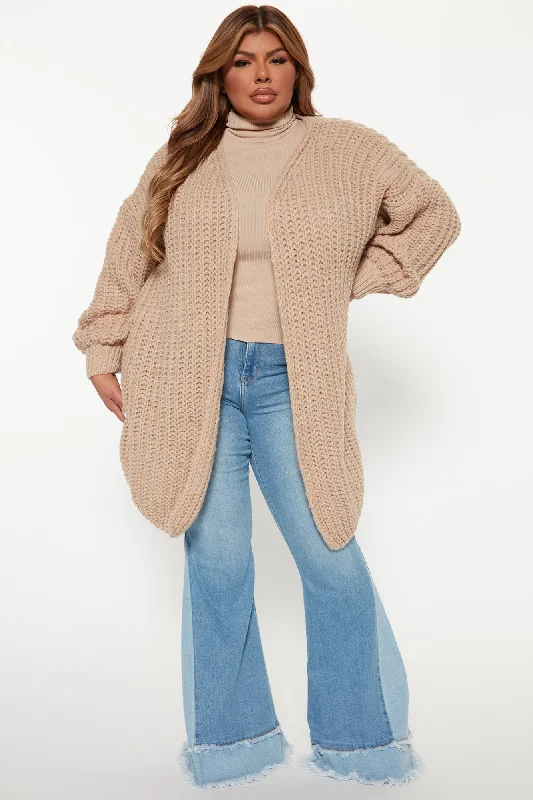 Real Love Open Front Cardigan - Taupe