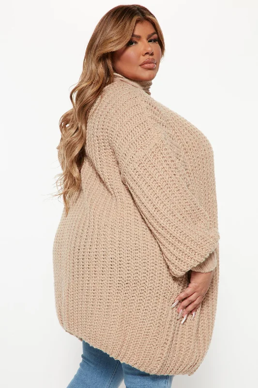 Real Love Open Front Cardigan - Taupe