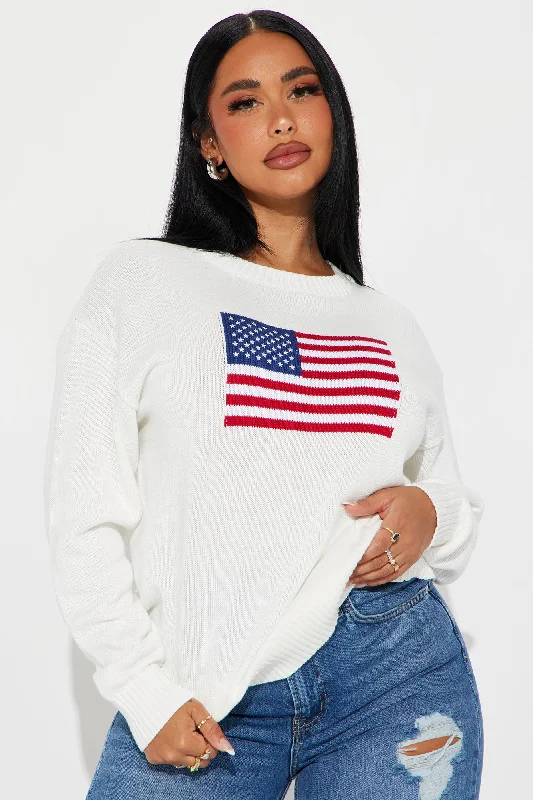 Stars And Stripes American Flag Sweater - Ivory/combo