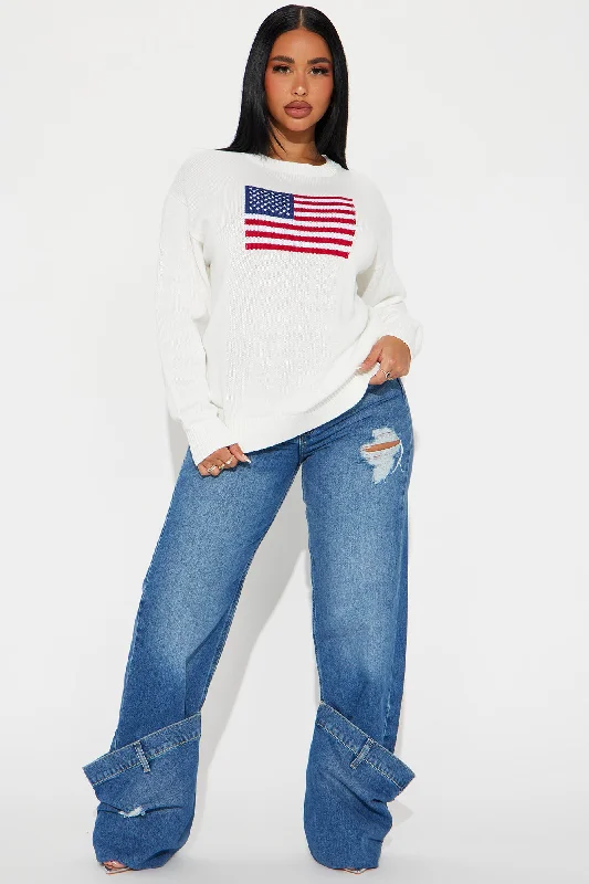 Stars And Stripes American Flag Sweater - Ivory/combo