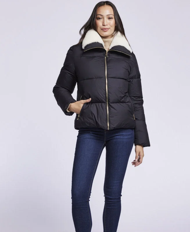 302  Down jacket with  genuine shearling collar Clearance  $137.00