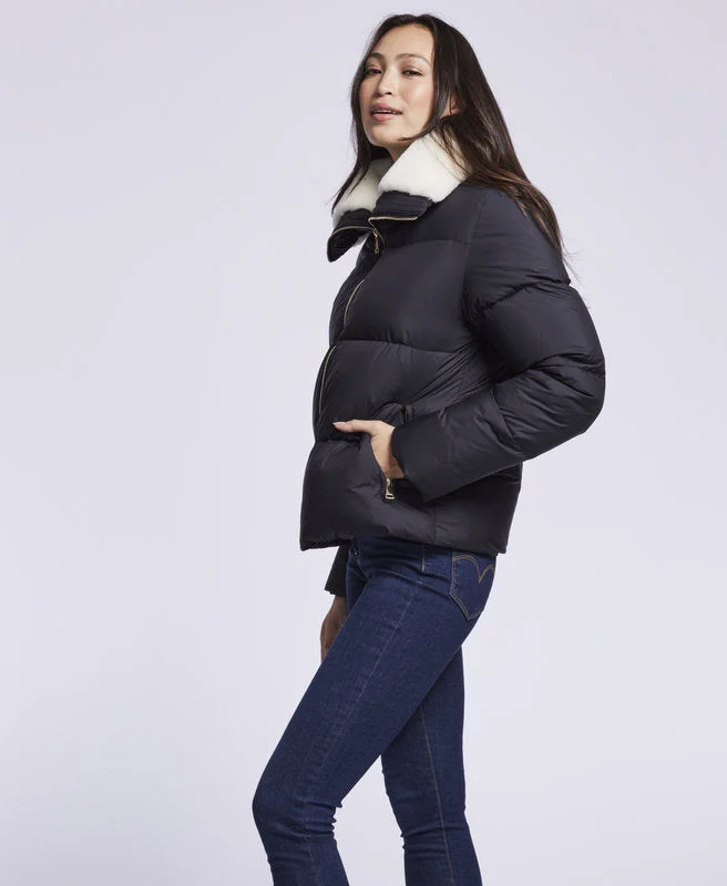 302  Down jacket with  genuine shearling collar Clearance  $137.00