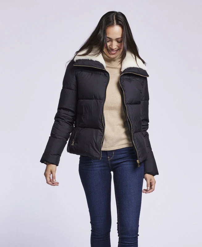 302  Down jacket with  genuine shearling collar Clearance  $137.00