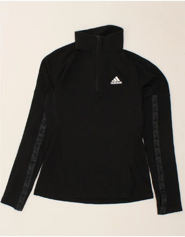 ADIDAS Womens Pullover Tracksuit Top UK 12/14 Medium Black Cotton