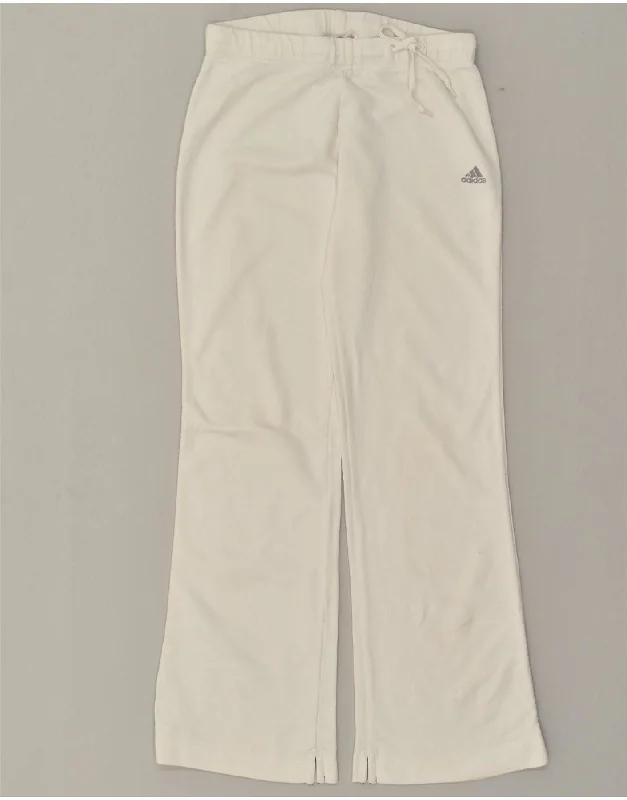 ADIDAS Womens Tracksuit Trousers UK 10 Small  White Cotton