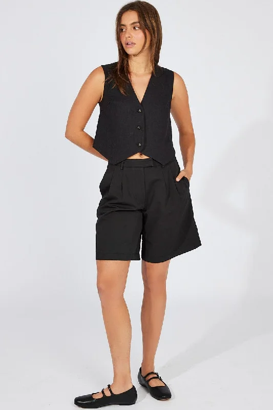 Black Linen Waistcoat