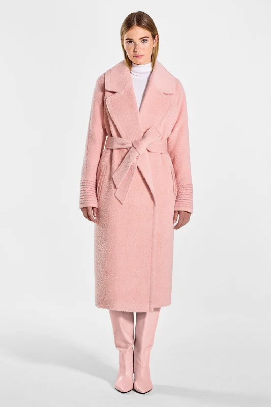 Bouclé Alpaca Long Raglan Sleeve Notched Collar Coat