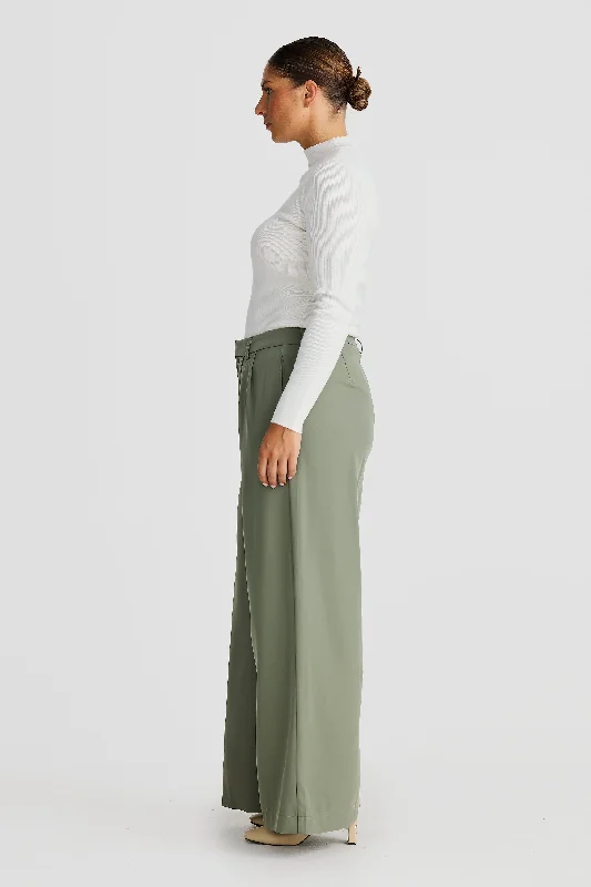 Core Wide Leg Tailored Pant - Dark Olive