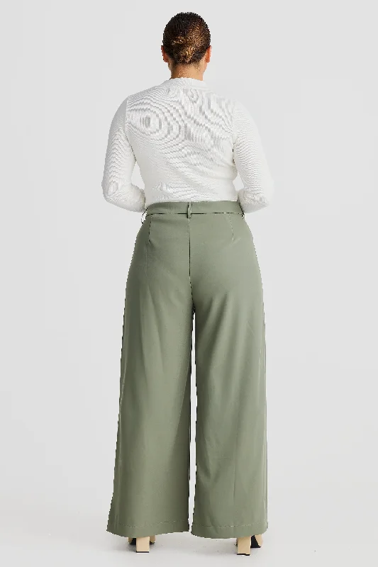 Core Wide Leg Tailored Pant - Dark Olive