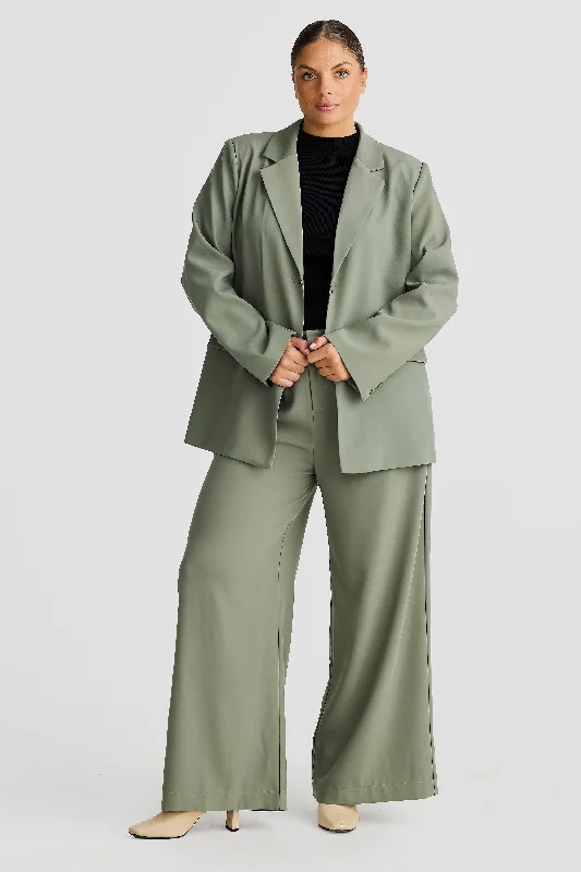 Core Wide Leg Tailored Pant - Dark Olive