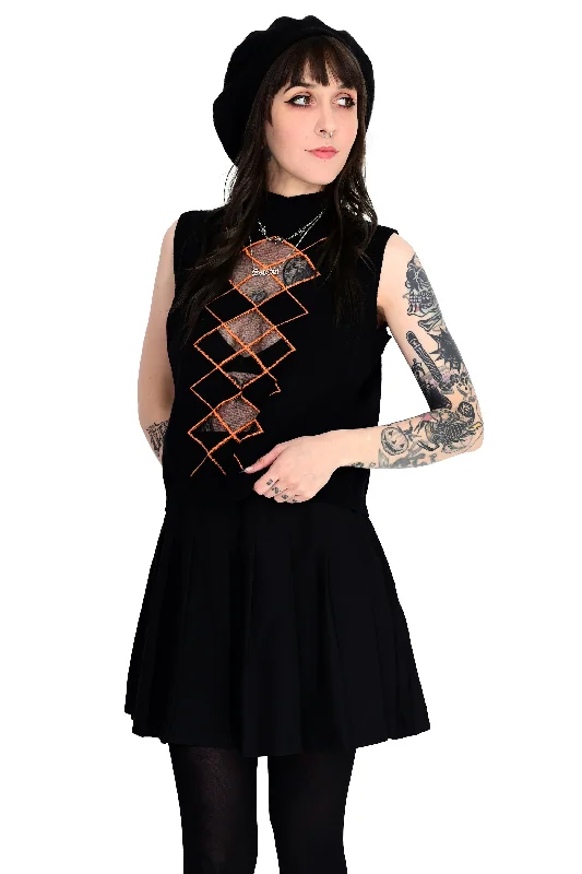 Courtney Shayne's Sweater Vest - Black / Orange - No Restock!