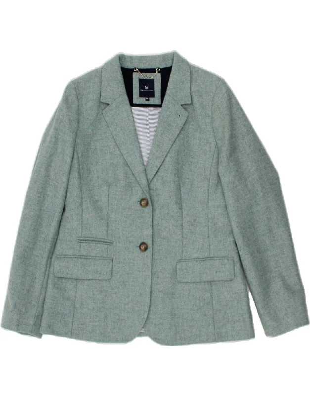 CREW CLOTHING Womens 2 Button Blazer Jacket UK 16 Large  Green Wool