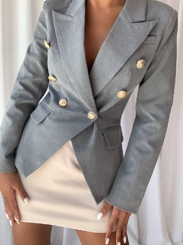 Double Breasted Blazer in Pale Gray