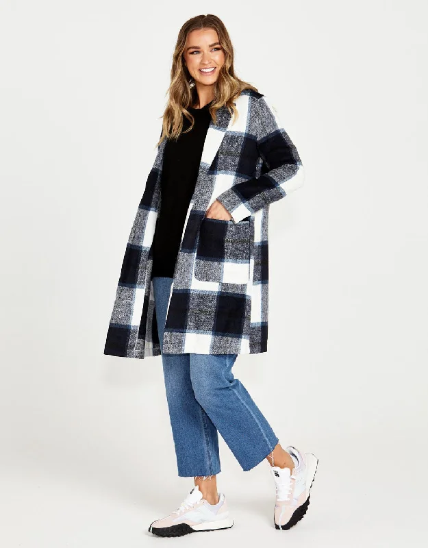 Jodi Check Coat - Navy Check