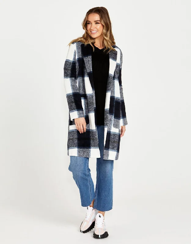 Jodi Check Coat - Navy Check