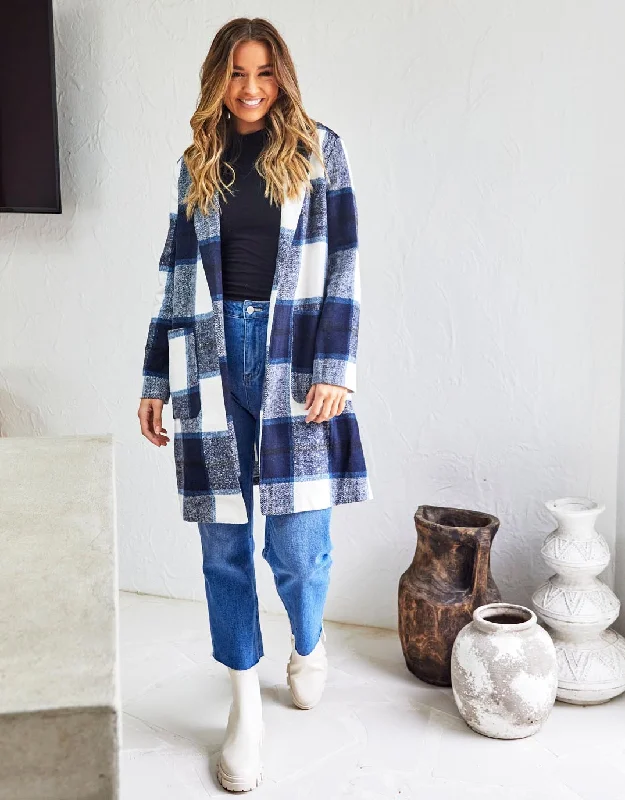 Jodi Check Coat - Navy Check