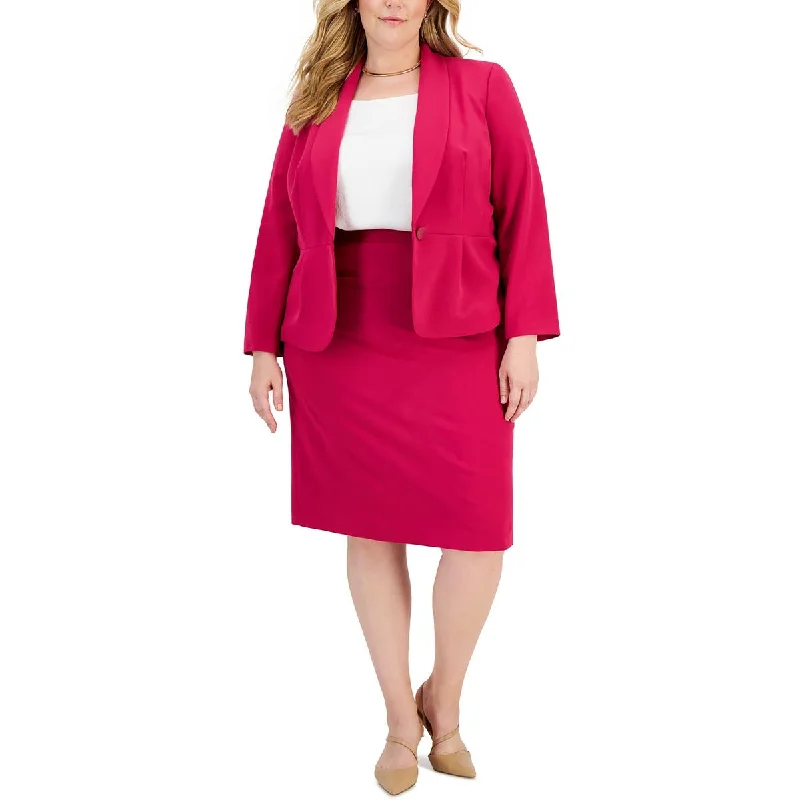 Le Suit Womens Plus Shawl Collar Business One-Button Blazer