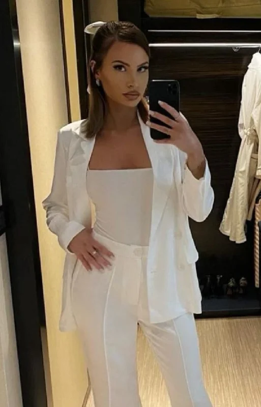 Madison White Satin Blazer