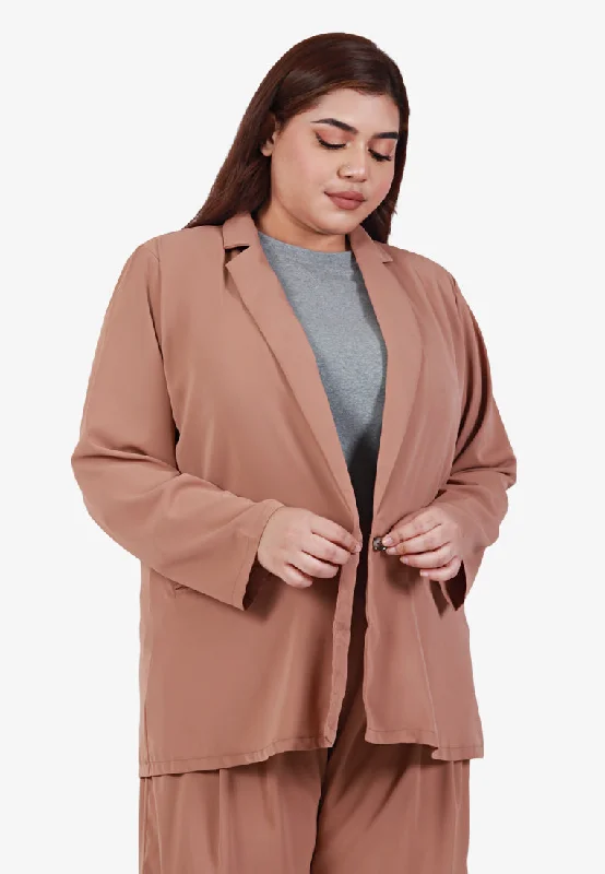 Byeol Korean Inspired Lightweight Soft Blazer - Light Brown