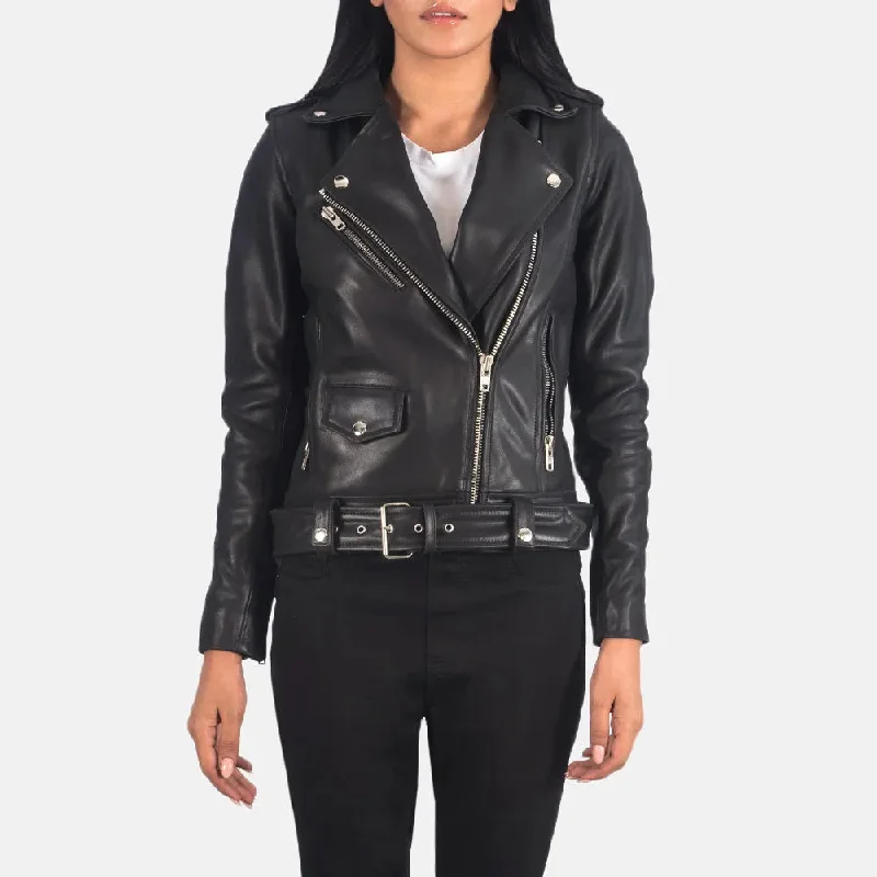 Motorcycle Racing Jacket in Black Cowhide Leather