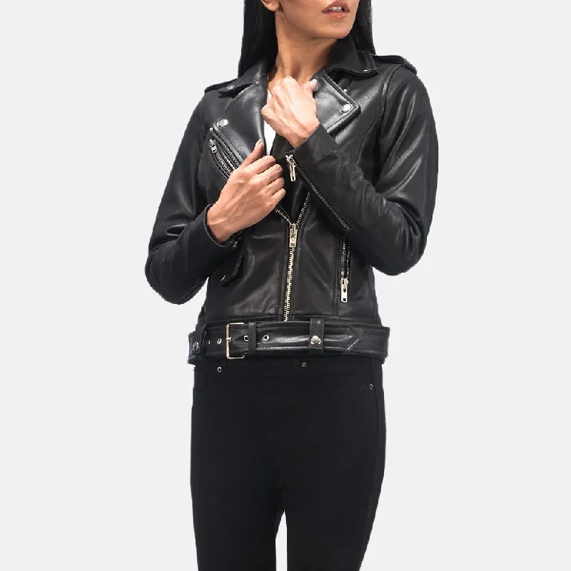 Motorcycle Racing Jacket in Black Cowhide Leather