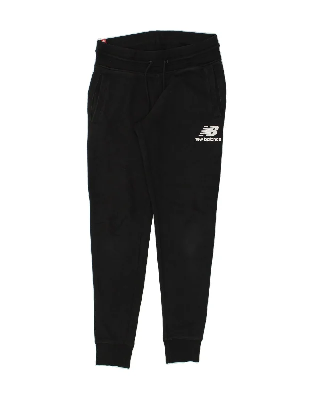 NEW BALANCE Womens Tracksuit Trousers Joggers UK 14 Medium Black Cotton