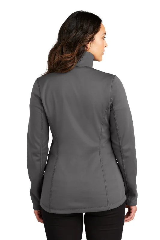 Port Authority Womens Smooth Fleece 1/4 Zip Hooded Jacket - Graphite Grey