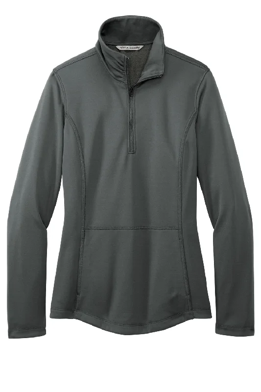 Port Authority Womens Smooth Fleece 1/4 Zip Hooded Jacket - Graphite Grey