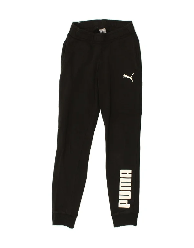 PUMA Womens Graphic Tracksuit Trousers Joggers UK 2 2XS Black Cotton