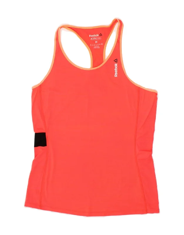 REEBOK Womens Vest Top UK 12/14 Medium Orange Polyester