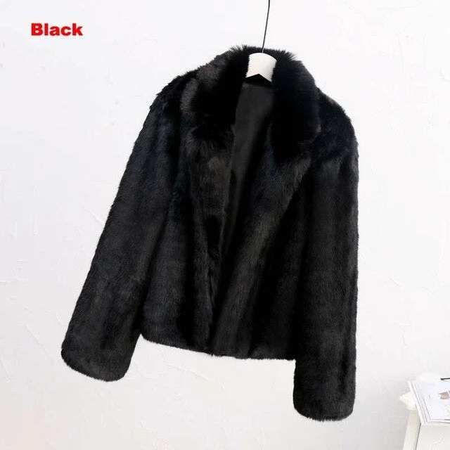 Winter Calling Women Faux Fur Coat Fabulous Fashion Turn Down Collar Faux Fox Fur Outerwear Thicken Warm Winter Jackets Overcoat