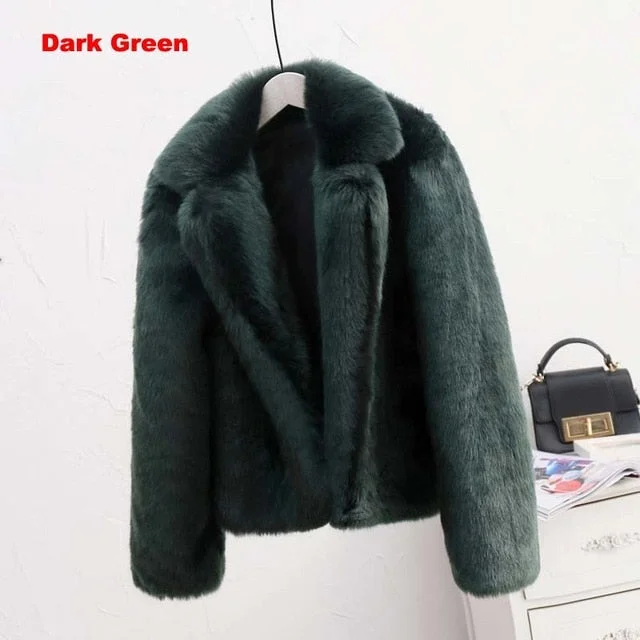 dark green faux fur / L