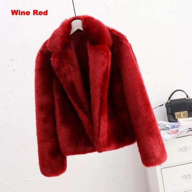 wine red faux fur / L