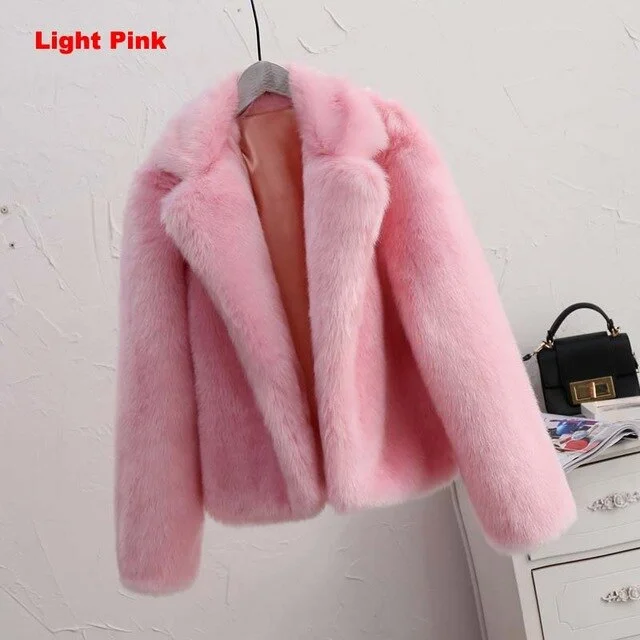 light pink fur coat / L