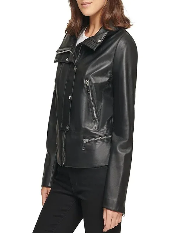 Womens Genuine Lambskin Leather  Moto Jacket