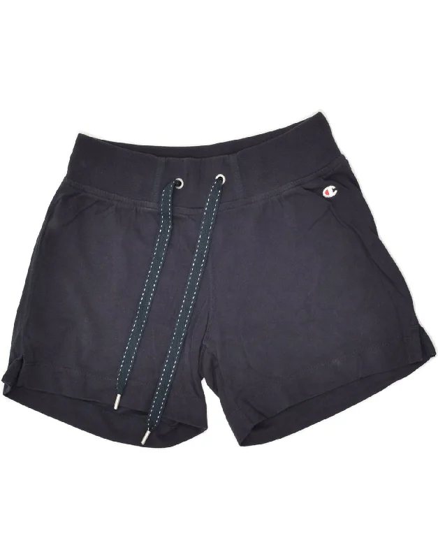 CHAMPION Womens Sport Shorts UK 6 XS Navy Blue Cotton