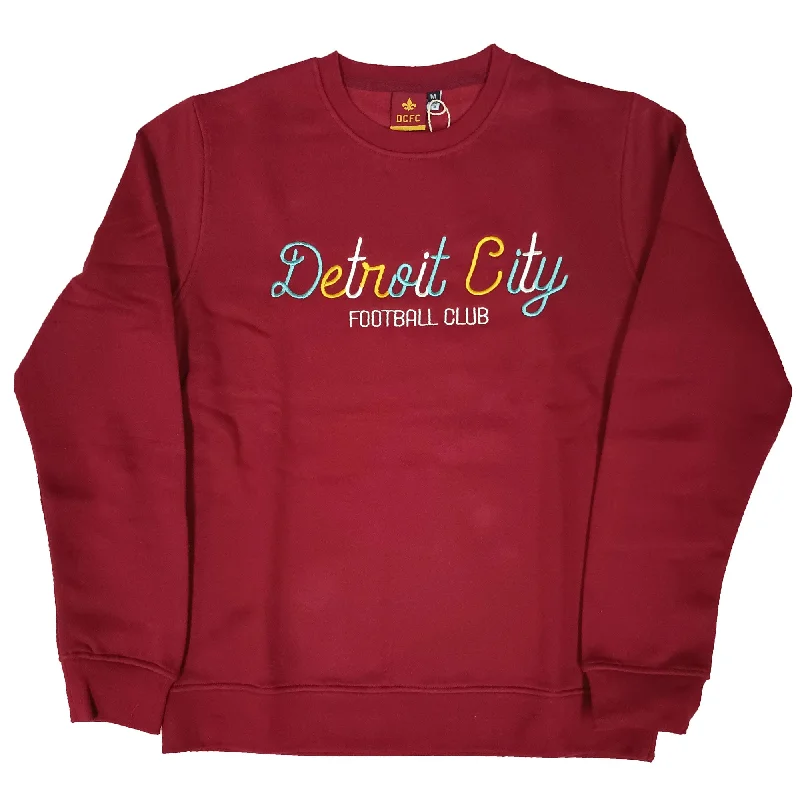 DCFC Multicolor Wordmark Crew- Maroon