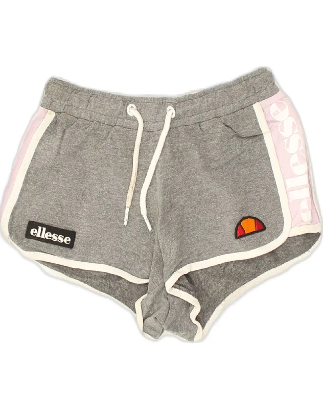 ELLESSE Womens Sport Shorts UK 8 Small Grey Cotton