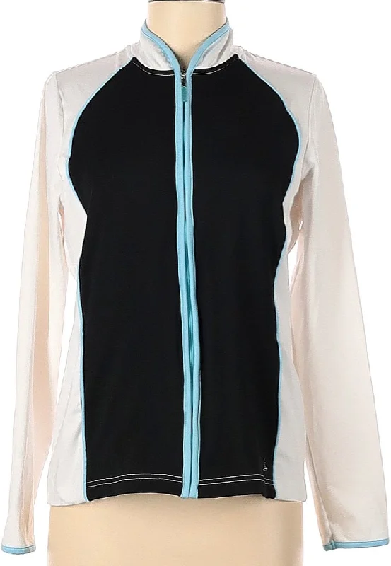 Izod Black & White Full-Zip Jacket with Blue Trim Size M