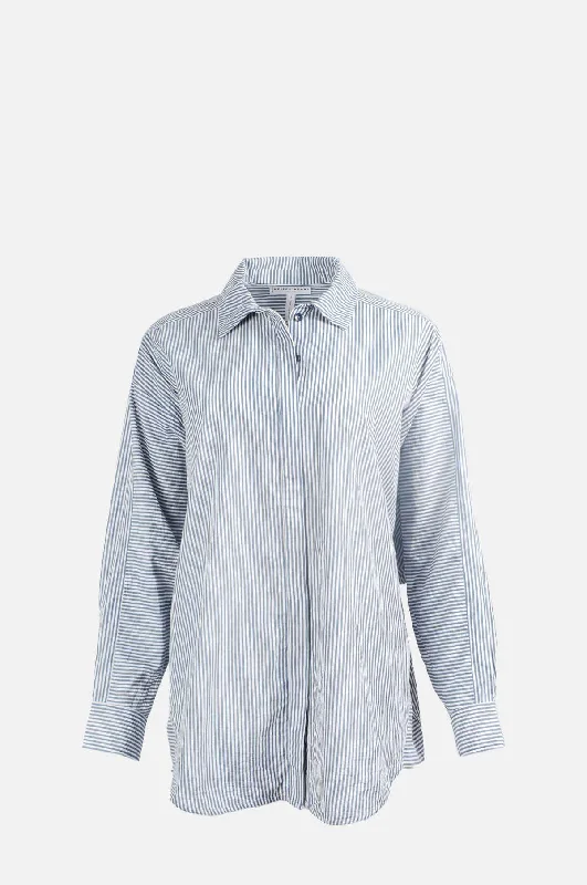 Kaarina Dolman Button Down Blue and White Stripes